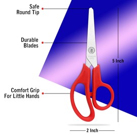 Kids Scissors - 5-inch Blunt Tip Safety Scissors (4 Pack) - Right & Left Handed - Assorted Colors - Ideal for School Kids