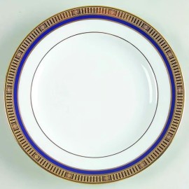 BERNARDAUD Limoges "Madison Blue & Gold"  8 1/4" Salad Plates - Brand New