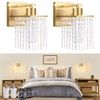 Shenmoyl Set of 2 Crystal Battery Operated Wall Sconce,Rechargeable Wall