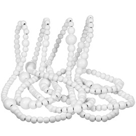 12 Feet Christmas Wooden Beads Xmas Bead Garland Round Craft Bead Garland Farmhouse Bead Garland Vintage Wooden Beads for Christmas Decoration Supplies(White)