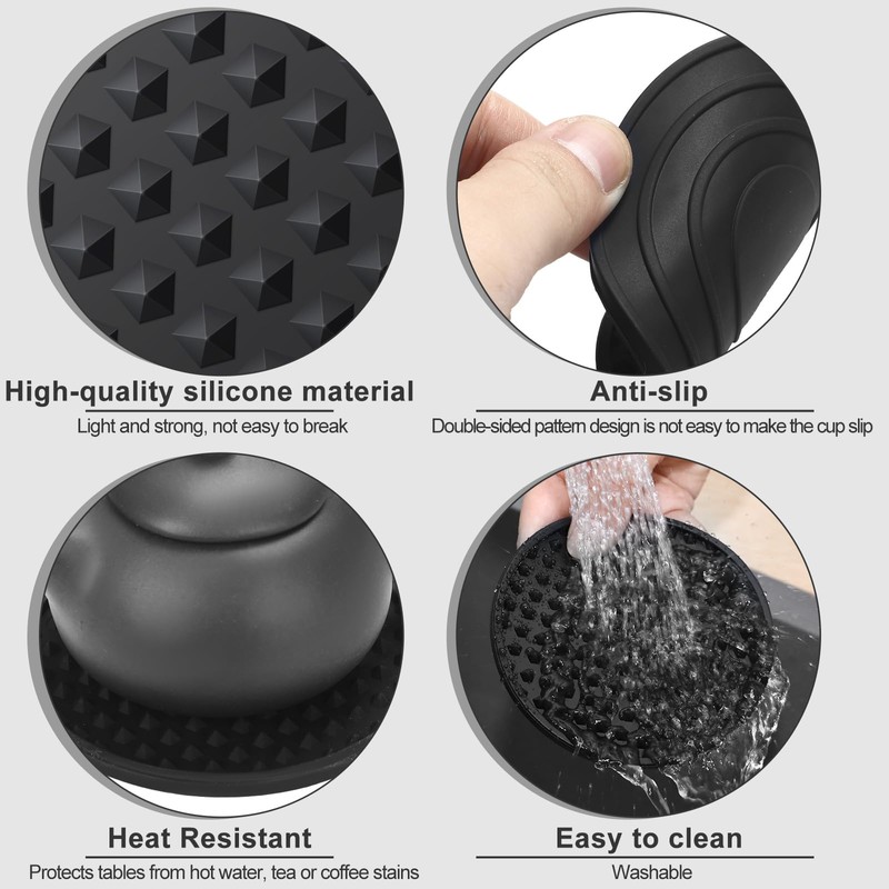 Eccliy 24 Pack Silicone Coasters for Drinks Nonslip Silicone Drink