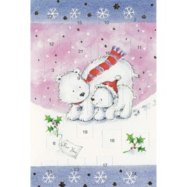 Advent Calendar Cards Pack of 5, Nostalgia, Christmas Greeting Cards, Gold Embossing, Art Cards, Double Cards, Funny Christmas, Advent Season Cards