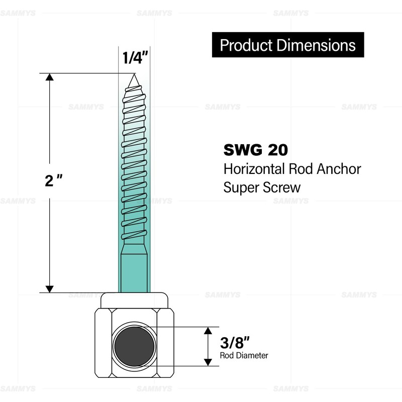 Sammys 8021957-25 1/4 x 2'' Horizontal Rod Anchor Super Screw