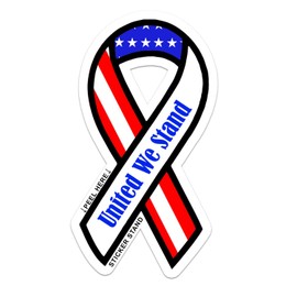 United We Stand -Support Our Troops Ribbon - USA Flag - Window Bumper Locker Sticker