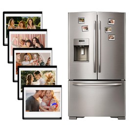 HIYQIN 10 Pack Magnetic Photo Frames for Instax Wide Film, for 3.5 x 4.25 Polaroid Fridge Photo Display Fits Instax Wide 400/300/210, for Polaroid Now/OneStep+/600 - Black