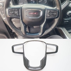 ZiWen - Funda de volante con impresión de fibra de carbono para GMC Sierra 1500 2500HD 3500HD 2020 2021 2022 2023 Yukon XL 2021 2022 2023 (impresión de fibra de carbono)