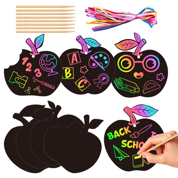 YYBD 24 Pack Back to School Apple Scratch Art Cards