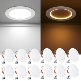 Ensenior 4 Inch 5CCT LED Can Lights with Night Light 12 Pack, Retrofit Led Recessed Lighting, Baffle Trim, Dimmable, 9W=110W, 1000LM
