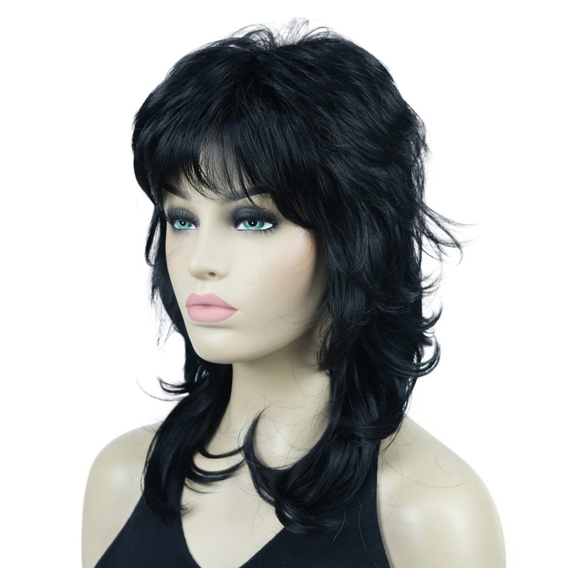 Lydell Long Soft Shaggy Layered Black Wig Classic Cap Full