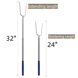 RAOMEIDE 32" Heavy Duty Hot Dog Roasting Sticks for Campfire, Smores Sticks for Fire Pit Long, Marshmallows Skewers (2 Pack)