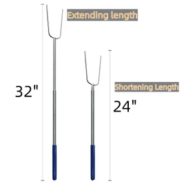 RAOMEIDE 32" Heavy Duty Hot Dog Roasting Sticks for Campfire, Smores Sticks for Fire Pit Long, Marshmallows Skewers (2 Pack)