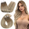 Ugeat Micro Loop Hair Extensions 24 Inch Light Brown Ombre