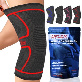 UFlex Athletics Compression Knee Brace for Women & Men Neoprene Knee Sleeves Support for Sports, Running, Weightlifting, Arthritis, Meniscus Tear, ACL, Hiking, Recovery Support & Fitness Large Black