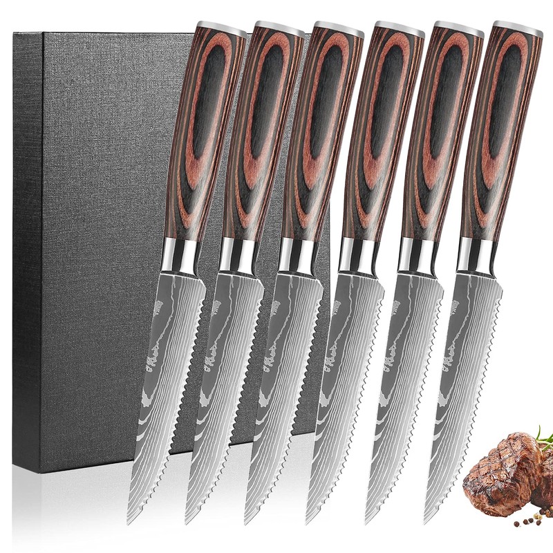 XT XITUO Serrated Steak Knife Set - 6pcs Premium 4.5