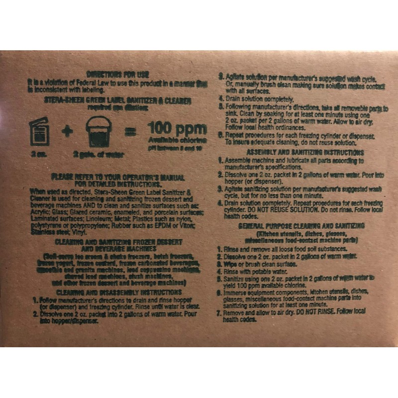 Stera Sheen Green Label 100 Count 2oz Packets | Sanitizer