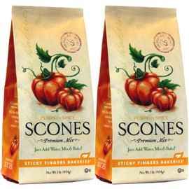 Sticky Fingers Bakeries, English Scone Mix, Pumpkin Spice, Just Add Water, Mix, and Bake. Makes 12 Scones (Pack of 2)