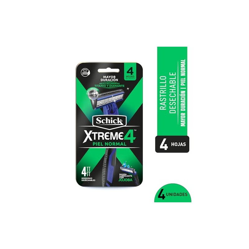 Schick Xtreme4 Rastrillos Desechables para Hombre Piel Normal 4pz