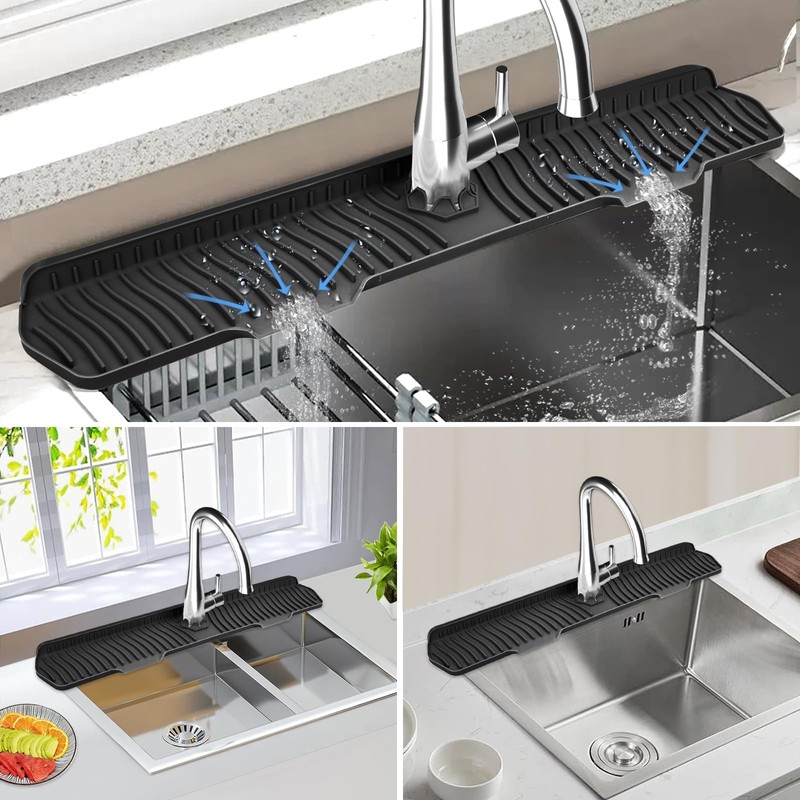 Kitchen Sink Splash Guard Gen2-30" x 6'' Silicone Sink Mat