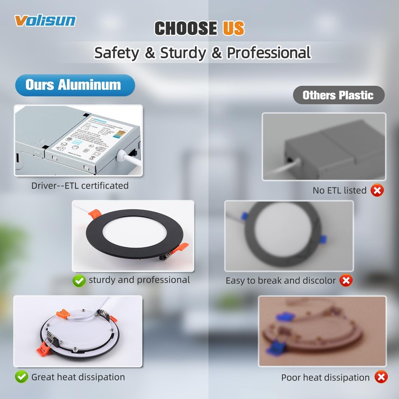 VOLISUN 24 Pack 4 inch Recessed Lighting, 5CCT LED Black