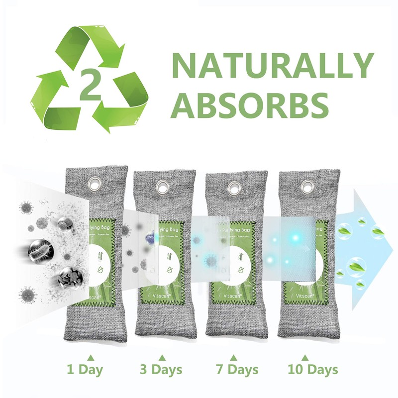 6 Pack Bamboo Charcoal Air Purifying Bag, Activated Charcoal Bags