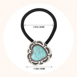 3PCS Metal Western Style Ponytail Holders, Retro Hair Ties for Women, Vintage Squash Blossom Hair Ropes Boho Hair Decoration for Women Girls(Heart)