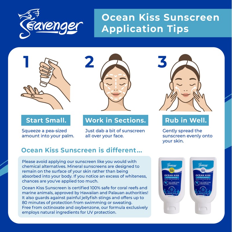 Seavenger Ocean Kiss Reef-Safe Sunscreen SPF 30-50 with Jellyfish Sting