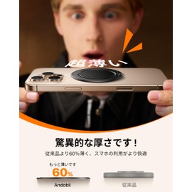 [2024 Innovative Masterpiece & MagRing Slim] Andobil Smart Phone Ring, Magsafe Magsafe Ring, Thin (Ultra-Thin, 0.1 inch (2.5 mm), Super Strong Magnetic Force, Vertical Function, Smartphone Ring,