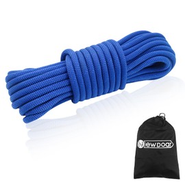 NewDoar CE & UIAA Certificated 18KN Static Climbing Rope 10mm (3/8in) High Strength Accessory Cord Double Braid Safety Rope for Prusik Hauling Dragging(Blue 10mm,98ft)