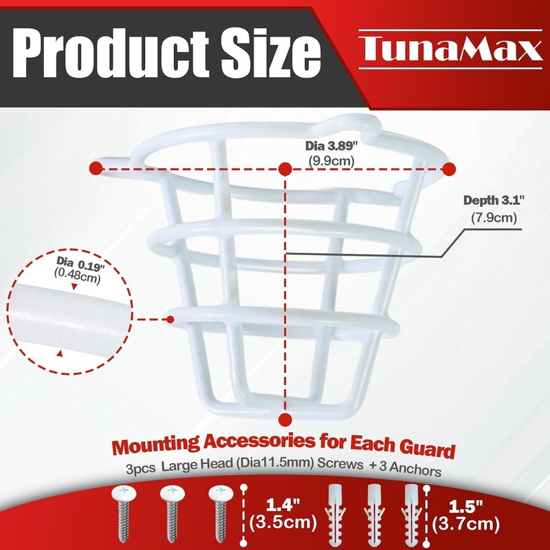(6 Pack) TunaMax White Fire Sprinkler Head Cage Guard for