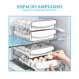 MAOXINGREN Soporte para huevos de plástico transparente - Contenedor de almacenamiento para refrigerador (32 huevos) con 2 cajones. Mantén tus huevos frescos y tu cocina ordenada