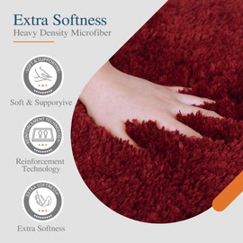 Walensee Bathroom Rug Non Slip Bath Mat for Bathroom (16 x 24, Red) Water Absorbent Soft Microfiber Shaggy Bathroom Mat Machine Washable Bath Rug for Bathroom Thick Plush Rugs for Shower