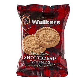 Walker's Shortbread Rounds 2 Count, Pure Butter Shortbread Cookies, 1.2 Oz Snack packs (Pack of 22)