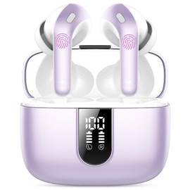 Bluetooth Headphones, In-Ear Headphones, Wireless Bluetooth 5.3 with 50H Deep Bass, 2024 Wireless Headphones, Noise Cancelling Earbuds with 4 ENC Mic, Nouvelle Pearl Purple