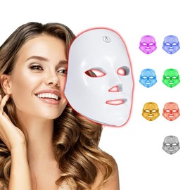 Máscara facial LED de fototerapia: mascarilla facial 7 en 1 con colores para el cuidado de la piel, para uso doméstico, portátil, inalámbrica y recarg