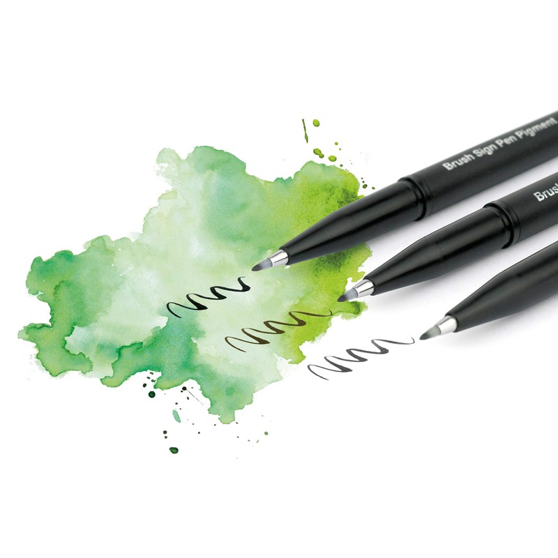 Pentel SESP15 Brush Sign Pen Pigment Fibre Tip Flexible Pigment