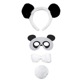 Petitebella Combined Animal Headband Mask Bowtie Tail 4pc Costume 1-5y (Panda, One Size)