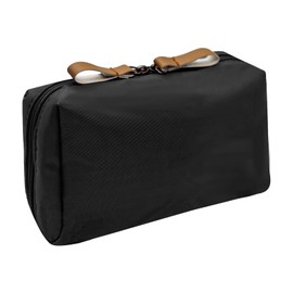 Long Keeper Small Cosmetic Bags Cute Make Up Bag Women Girls Travel Small Cosmetic Clutch Toiletry Bag Wash Bag Portable Makeup Organizer Cosmetic Zipper Pouch (Black (Inner Red))