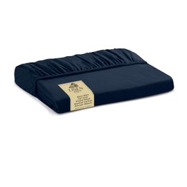Linen Home Washed Cotton Percale Fitted Sheet Full Size, Navy Blue, 1 Deep Pocket Fitted Sheet, Soft and Cool Strong Bed Linen, 54"X76"+14"