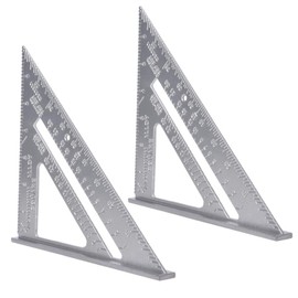 Regla de Angulo Recto de Aleación de Aluminio de 2 Piezas de 7 Pulgadas, Protractor de Triángulo de Madera, Anticorrosión con Escalas Transparentes, para Carpintería y Bricolaje