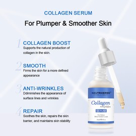 Neutriherbs Collagen Peptide Serum, Firming, Firming Facial Skin, Anti Ageing Serum Reduce Fine Lines, Wrinkles, Improve Skin Elasticity, Soothe Skin