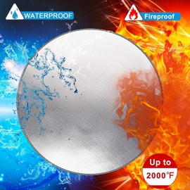 Fireproof Underlay Fire Bowl Mat 38 Inch Round Heat Protection Mat Fireproof BBQ Mat Splatter Protector Pad for Floor, Patio, Deck, Lawn, Camping, Foldable Waterproof Fire Pit Accessories