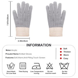 lifwimner Winter Gloves Women's Touchscreen Warm Fleece Knitted Gloves Thermal Winter Gloves for Outdoor Sports Running Cycling Leisure (Grey)