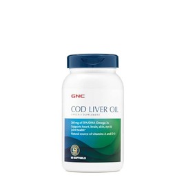 GNC Cod Liver Oil Omega 3 Supplement, 260mg EPA and DHA, Supports Heart, Brain, Skin, Eye and Joint Health, 90 Softgels