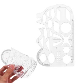 UEAVOID Multifunctional Geometric Ruler, Flexible Plastic Drawing Ruler, Multi-Purpose Drawing Stencil, Measuring Tool, Design Ruler, School Office Supplies, Office Items (Transparent)