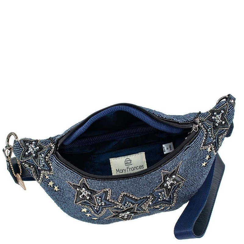 Mary Frances Star Studded Beaded Belt Sling Bag, Black