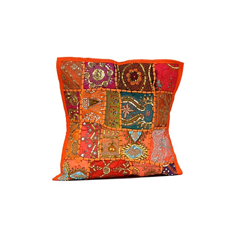 Amazingindiaonline An Ethnic Embroidery Sequin Patchwork Throw Pillow Cases Cushion