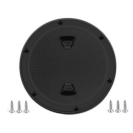 6" Black Circular Inspection Hatch Marine Access Port Hatch Cover,Boat Plastic Round Non Slip Inspection Hatch,Deck Plate with Screws,with Bottom Seal,Rubber O-Rings and Sponge Seal Double Waterproof