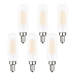 Sunaiony E12 LED Bulb Dimmable 40 Watt Equivalent E12 Candelabra Bulbs 2700K Warm White T6 T25 LED Edison Bulb, 6 Pack