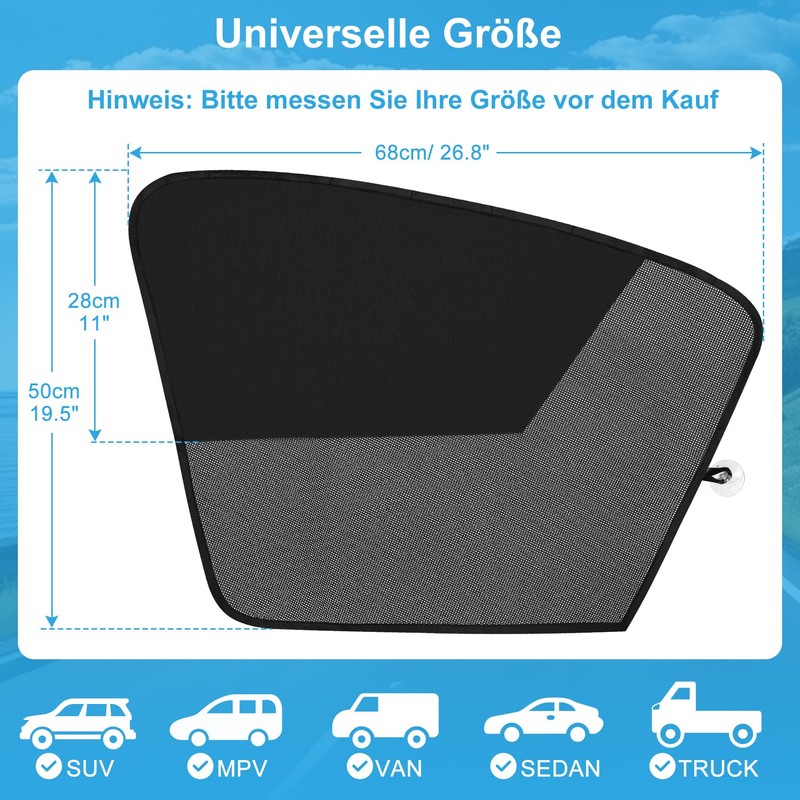 DIZA100 Sun Protection Car Baby, 2 Pack Magnetic Half Blackout