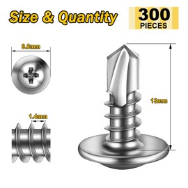 Wavanta 300Pcs Self Tapping Screws Metal, M4.2 x 13mm Wafer Head Self Drilling Screws for Metal, Stainless Steel Self Tapping Screw, Tek Screw with Screwdriver Bit